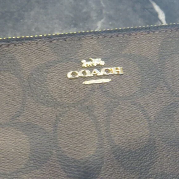 Coach Signature Brown Double Zip Wristlet Wallet Two Compartment NWT (B1) - Picture 3 of 7